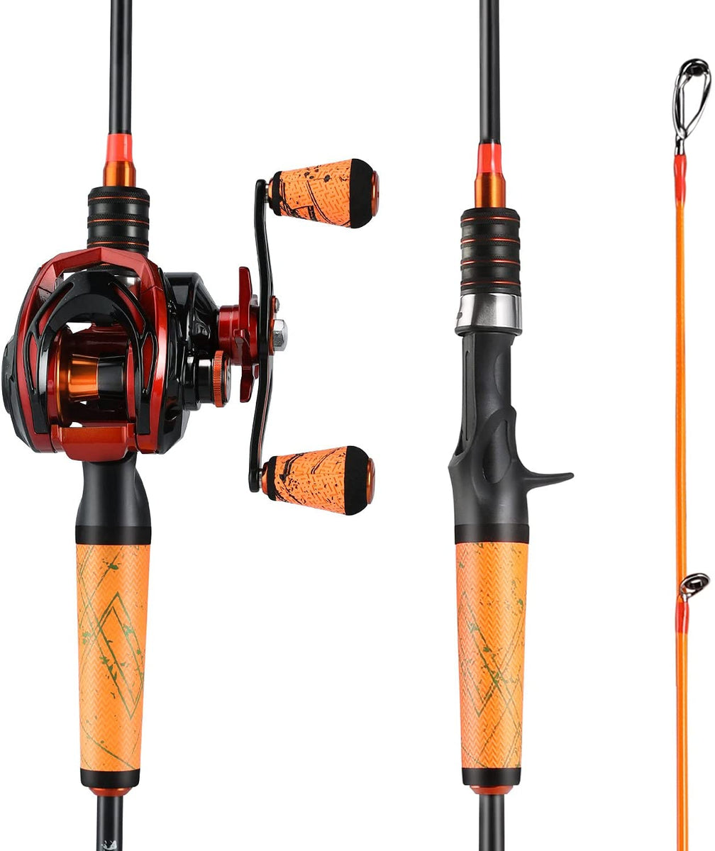 Tailored Tackle Left Handed Baitcasting Fishing Rod and Reel Combo - Medium  Heavy Power, Fast Action, Saltwater Resistant Guides