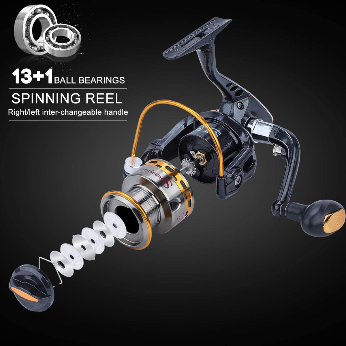 Sougayilang Catfish Fishing Rod and Reel Spinning Combo,Comfortable EVA  Non-Slip Grips,Aluminum Reel Seat and Size 5000 Carp Spinning Reel for