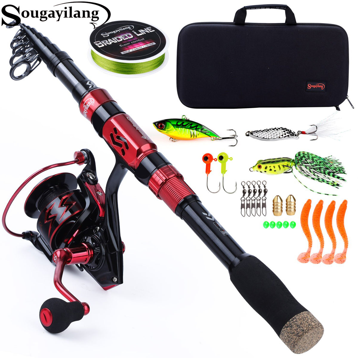 Sougayilang Baitcasting Combo 7.2:1 Gear Ratio Knuckle Carbon Rod with  Comfortable Grip for Freshwater Fishing
