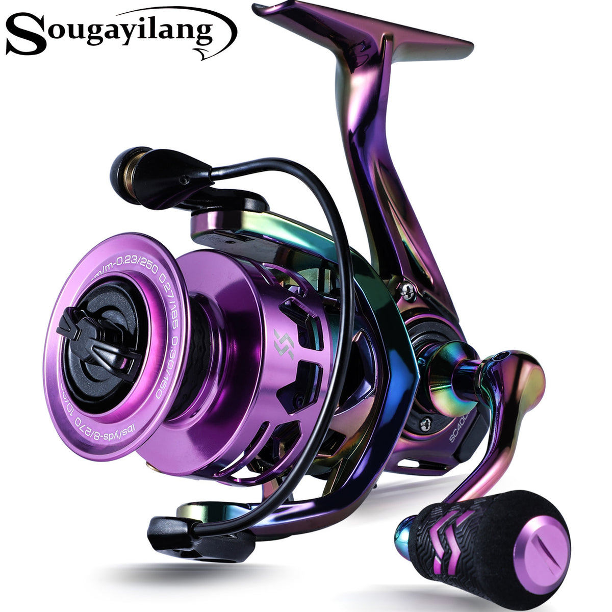 Sougayilang Fishing Reel, Colorful Ultralight Spinning Reels with Gra