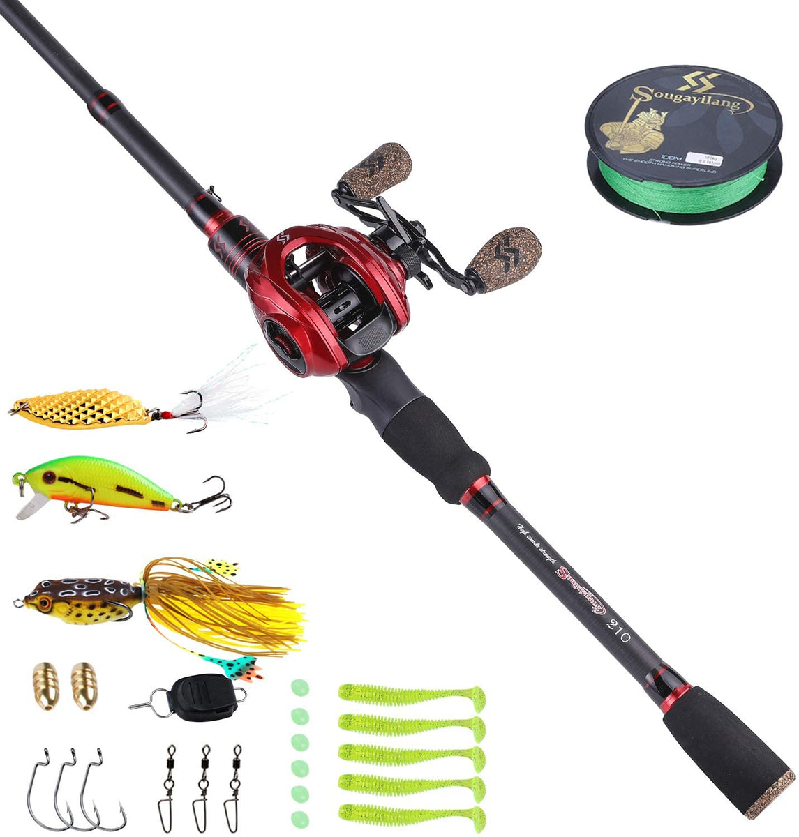 Sougayilang Spinning Fishing Combos, 4 Sections Carbon Fiber Durable Rod  With Cork Handle, 12+1BB Spinning Reel For Bass Trout Salmon, Fishing  Accesso