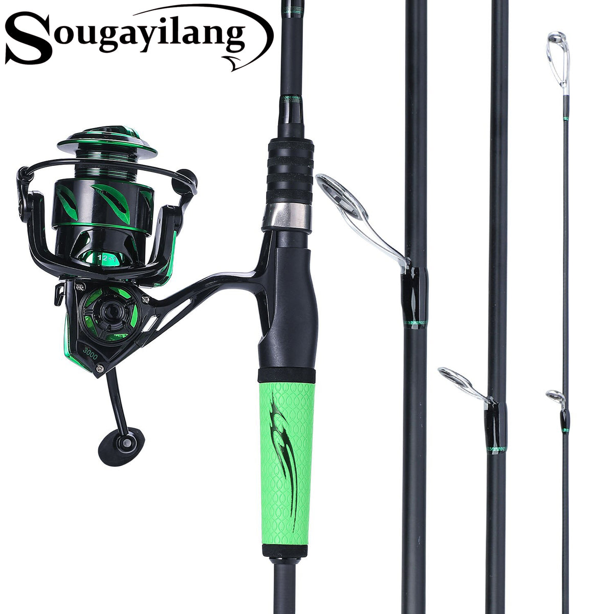 Sougayilang Lure Rod Combo Portable 4 Section Ultralight Carbon