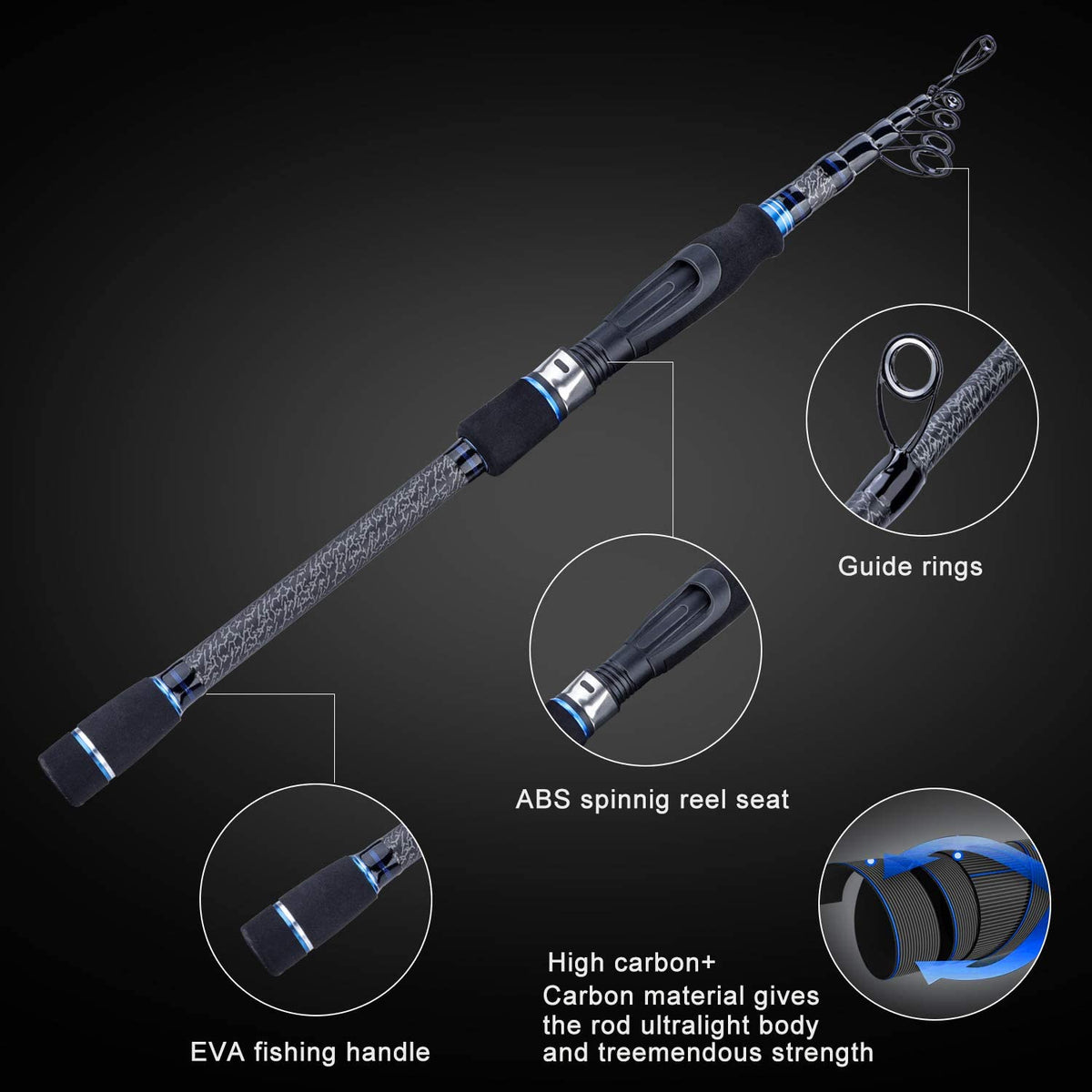 Byzy Fishing Rod Reel Combos Telescopic Fishing Pole Spinning Reels Full  Kit,1.3M&1.6M Fishing Rods+2PCS Spinning Reels+Lures Hooks+Fishing