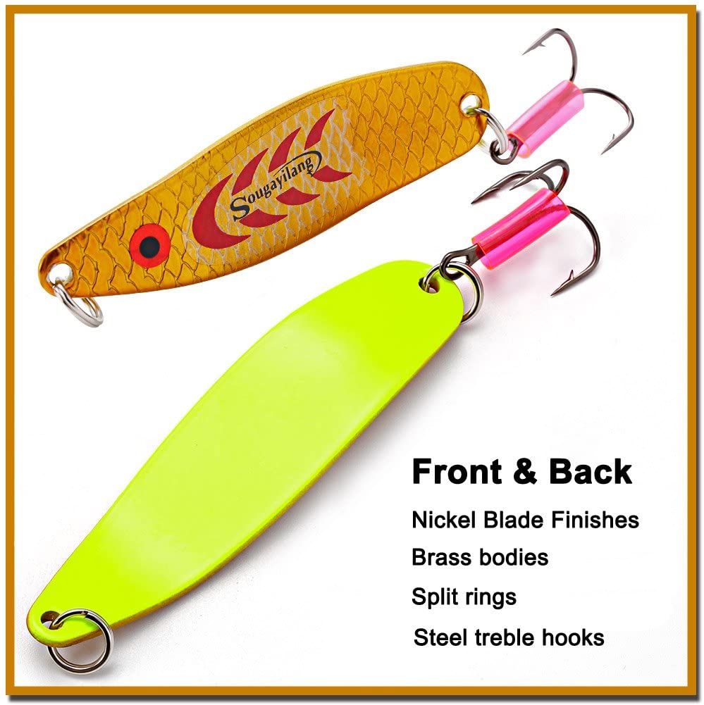 Sougayilang Colorful Hard Spoon Spinner Fishing Lures Metal Treble Hooks  Baits--5 Pcs