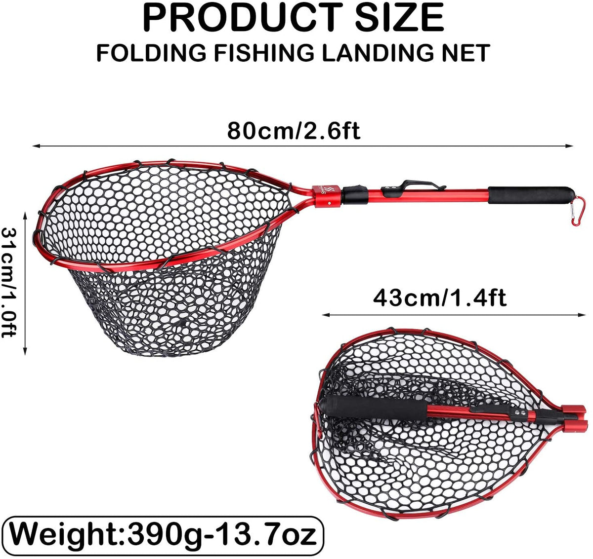 1set Fishing Net Kit, Aluminum Alloy Retractable Fish Landing Net