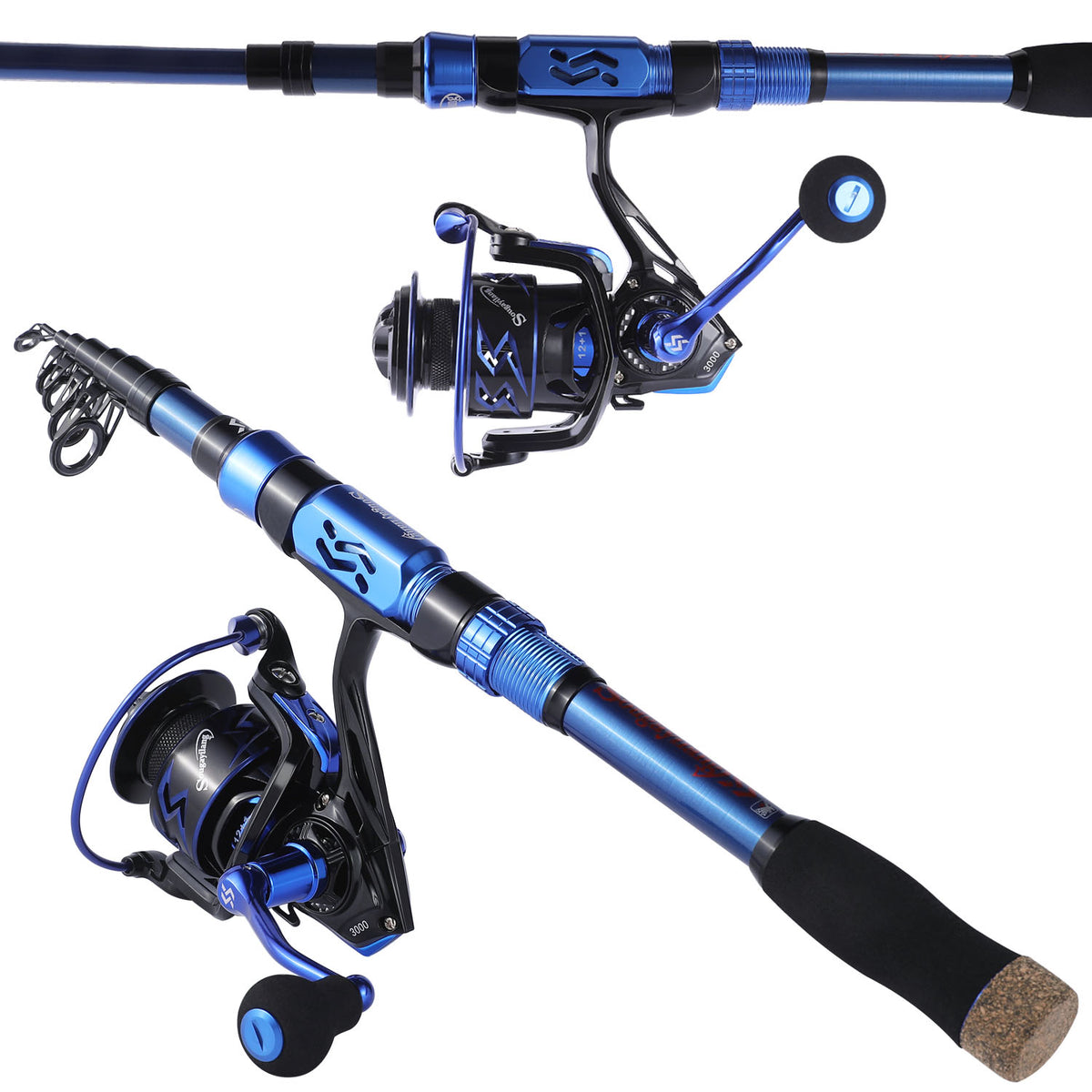 Sougayilang Fishing Rod Reel Combos,24Ton Carbon Fibre,Portable Telescopic  Fishing Pole Spinning reels for Travel Saltwater Freshwater Fishing