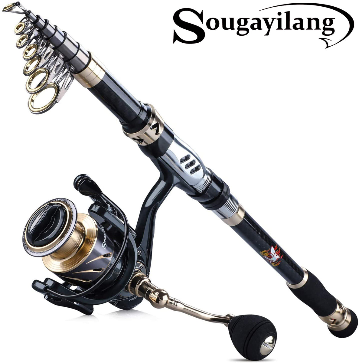 Fishing Rod Reel Combos Portable Telescopic Fishing Pole Spinning reels for  Travel Saltwater Freshwater