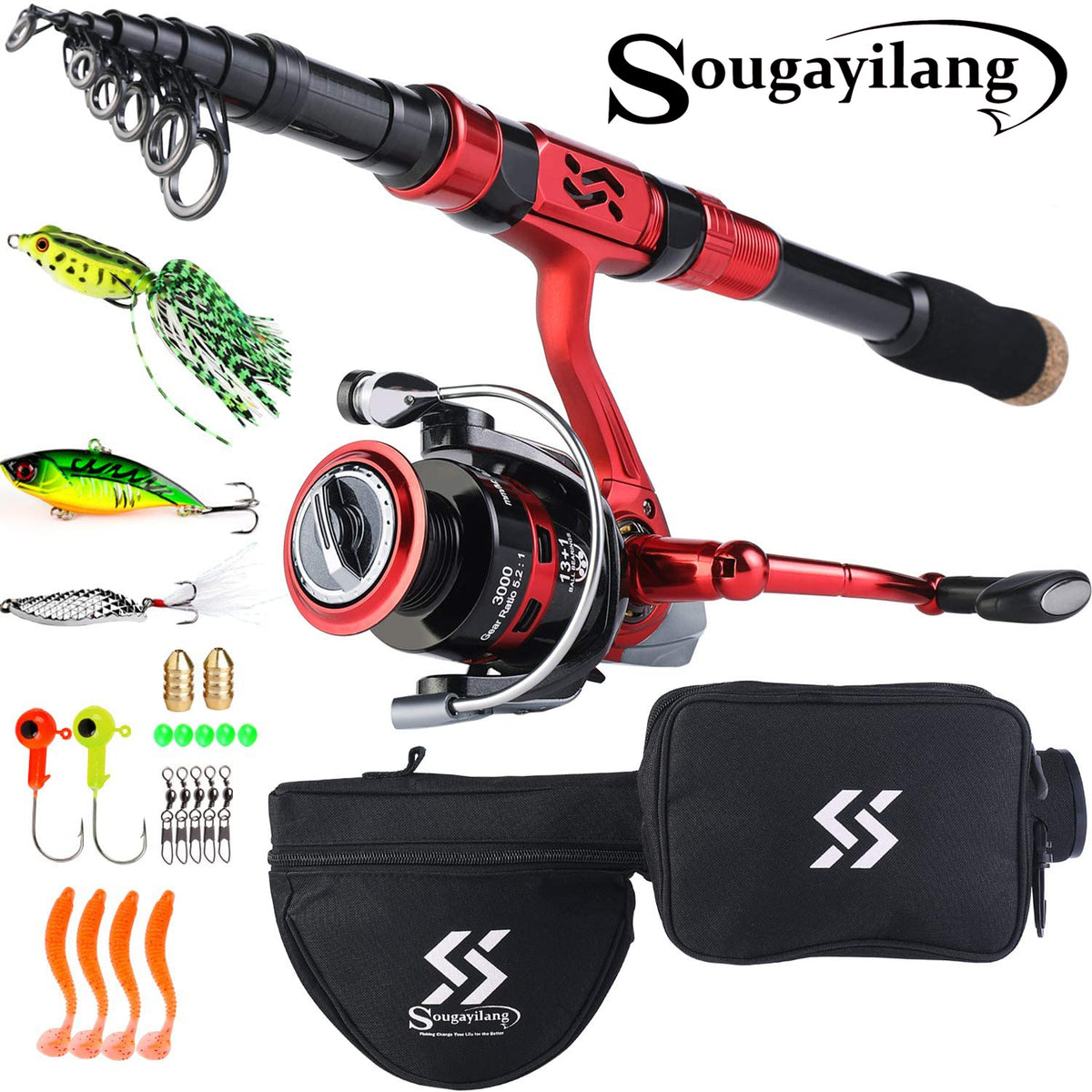 Fishing Rod Telescopic Line Pole Reel Collapsible Portable Resin