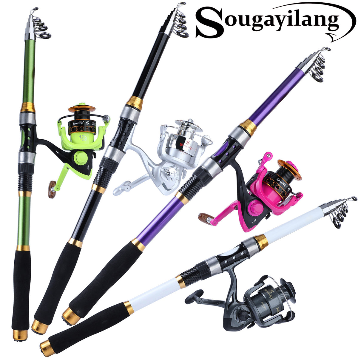 Sougayilang Fishing Rod and Reel Combo, Lightweight Purple