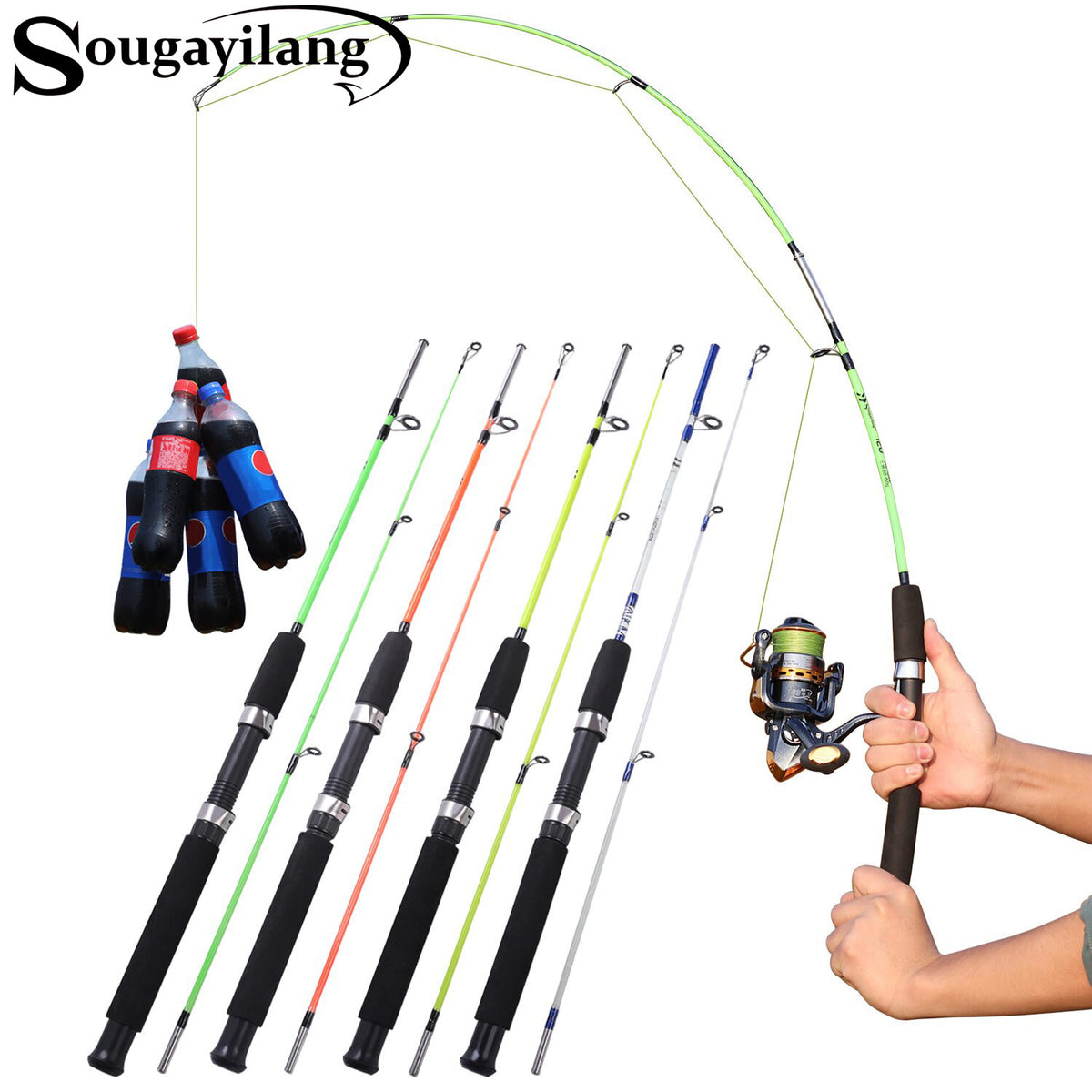 Sougayilang 4 Color 1.2m Spinning Lure Fishing Rod EVA Handle Ultralight  ABS Resin Body Boat Rod Travel Fishing Pole Pesca