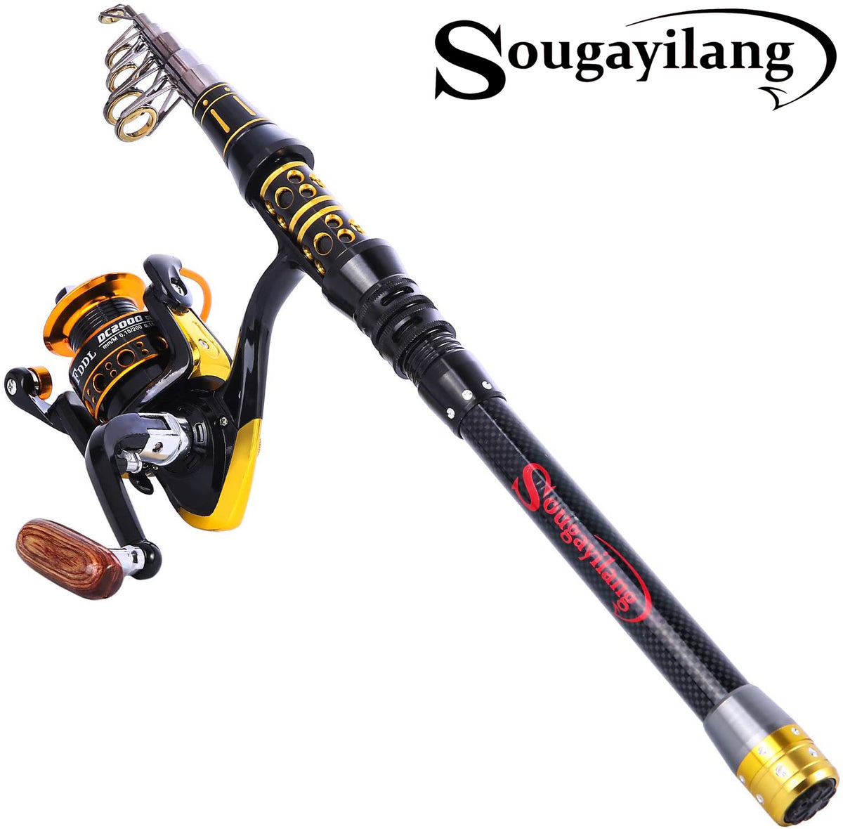 Sougayilang Fishing Rod Combo 1.5M Telescopic Sea Rod Spinning