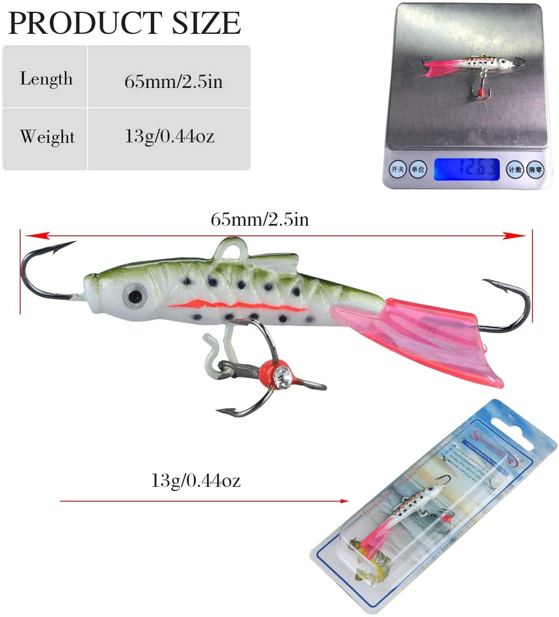 Buy Sougayilang Ice Fishing Jigs, Winter Fishing Hard Lures with Treble  Hooks, Red, Colors Fishing Bait Lure Kit in Tackle Box for Bass Pike Trout  Walleye Saltwater Freshwater Online at desertcartINDIA