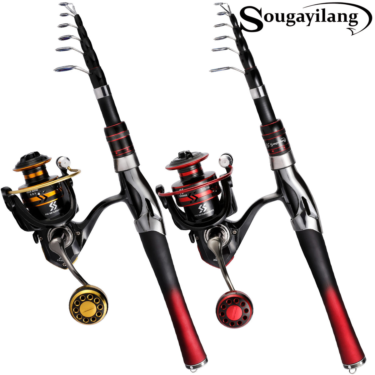Sougayilang Telescopic Fishing Rod Ultralight Spinning/Casting Carbon Fiber  1.6m Fishing Rods 