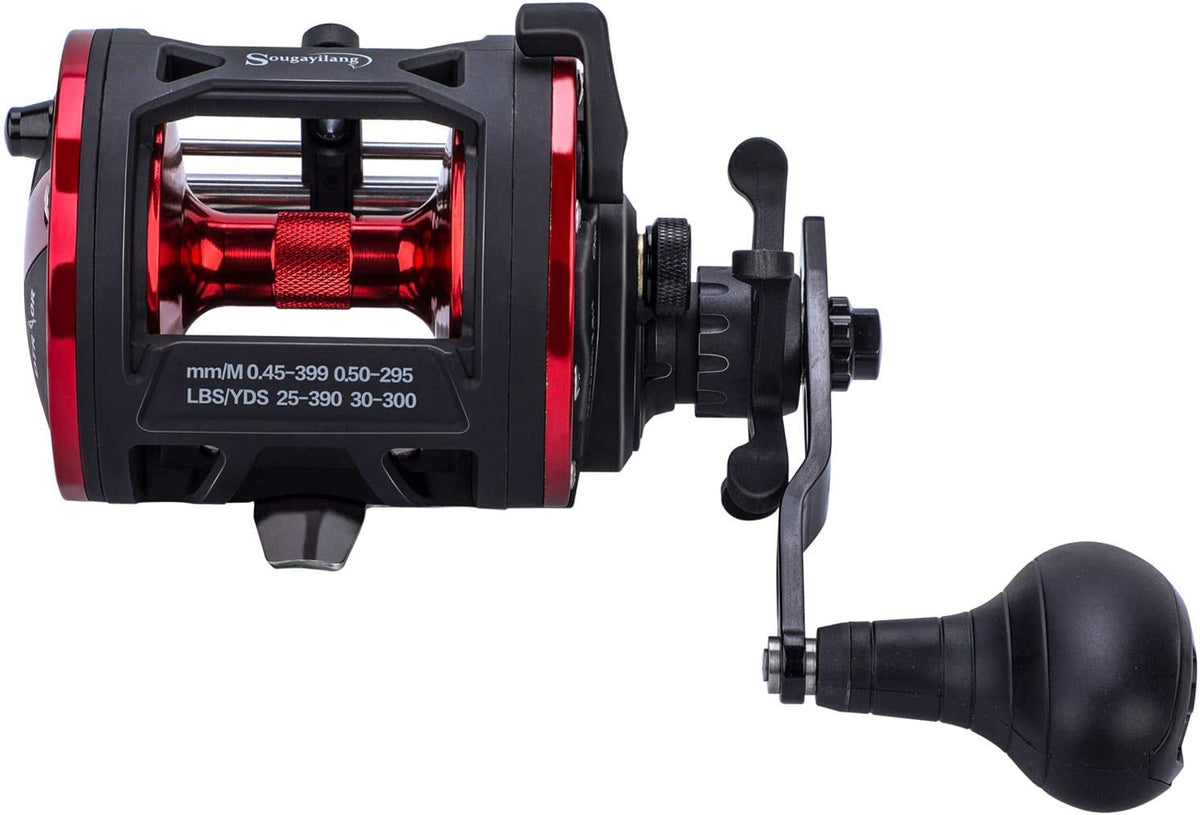 Sougayilang LS30 Line Counter Trolling Reel Conventional Level Wind Cast  Drum Fishing Reel 6+1BB with Digital Display
