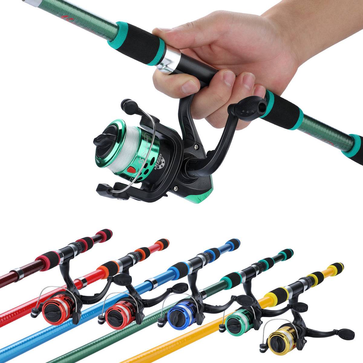 Sougayilang 1.8M Fishing Rod and Reel Set EVA Handle Glass Fiber Tele
