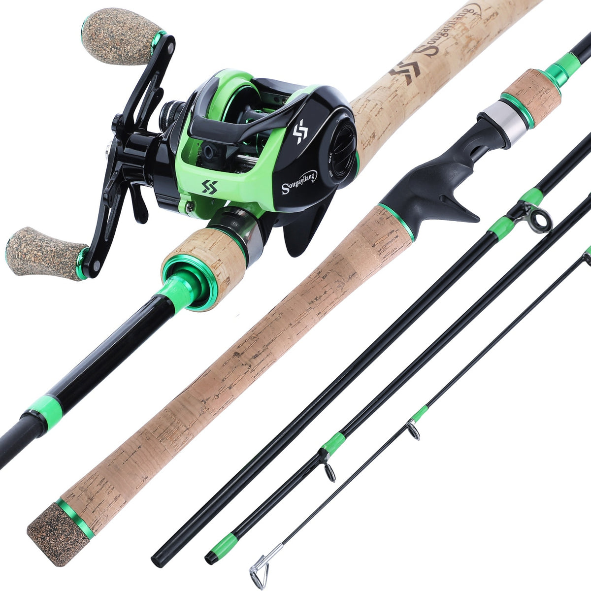  Baitcasting Fishing Rod Combo 2.1M 4 Sections Carbon