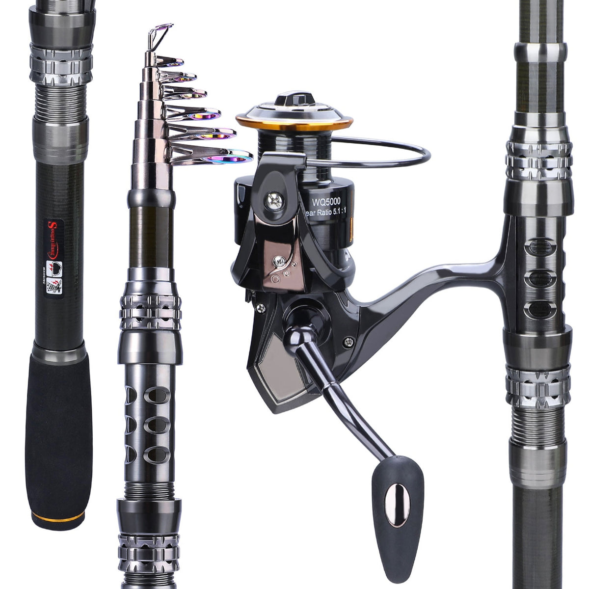 Fishing Rod SET Carbon Fiber Telescopic Rod with 14BB Full Metal Reel Set  Fishing Tackle Pesca