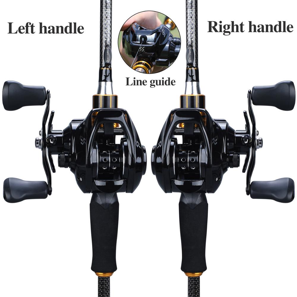 Cheap SOUGAYILANG Portable Travel Fishing Fishing Rod Combos 4 Sections  Casting Fishing Rod with17+1BB Baitcasting Reel