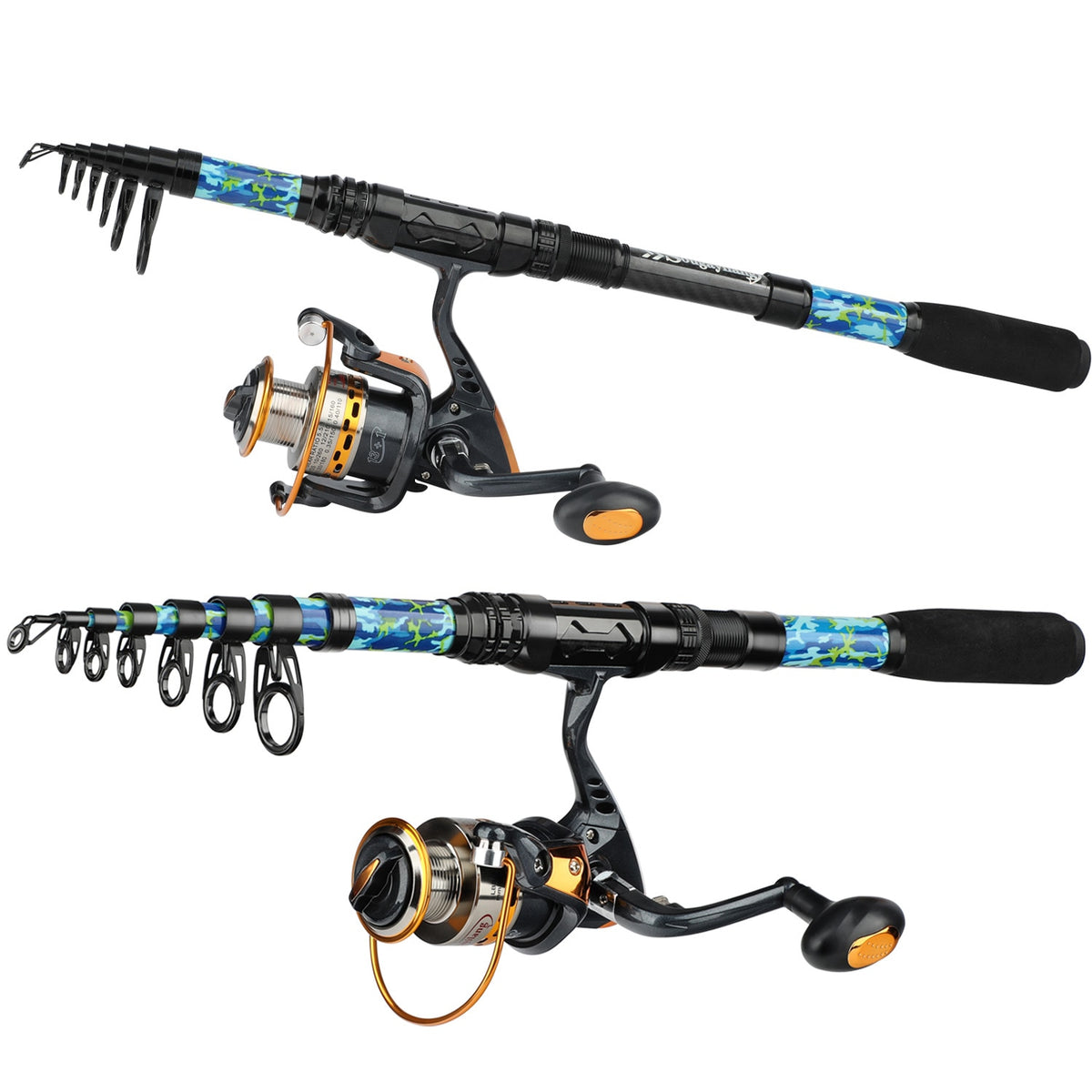 Sougayilang Fishing Rod Set with 1.8-2.4m Portable Carbon Spinning