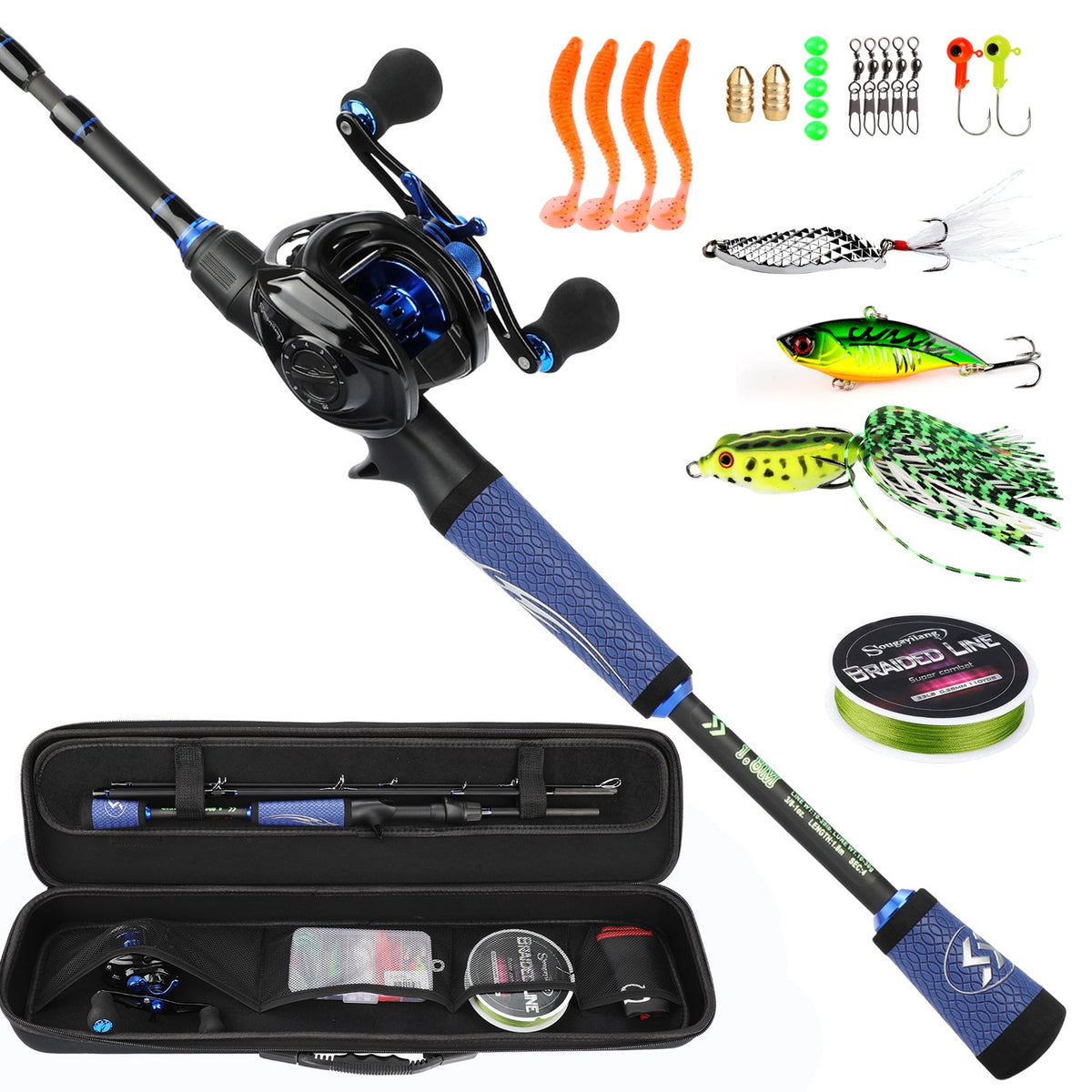 Fishing Rod Fishing Rod and Baitcasting Reel Combo 4 Sections Carbon  Casting Lure Rod and Baitcast Reel Sets Fishing Combos (Size : 1.8M and  Left