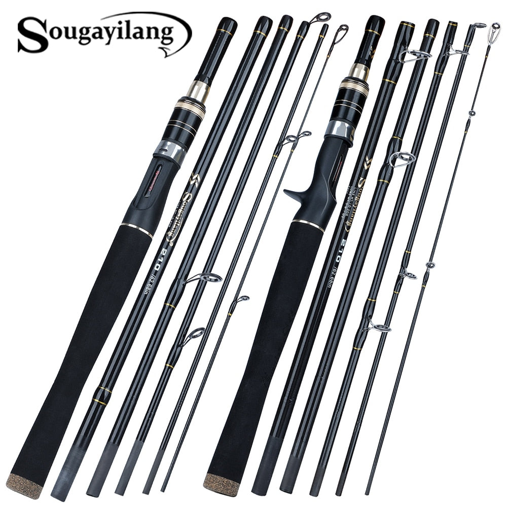 Sougayilang 2.1m Travel Fishing Rod Carbon Spinning Casting Lure Rod