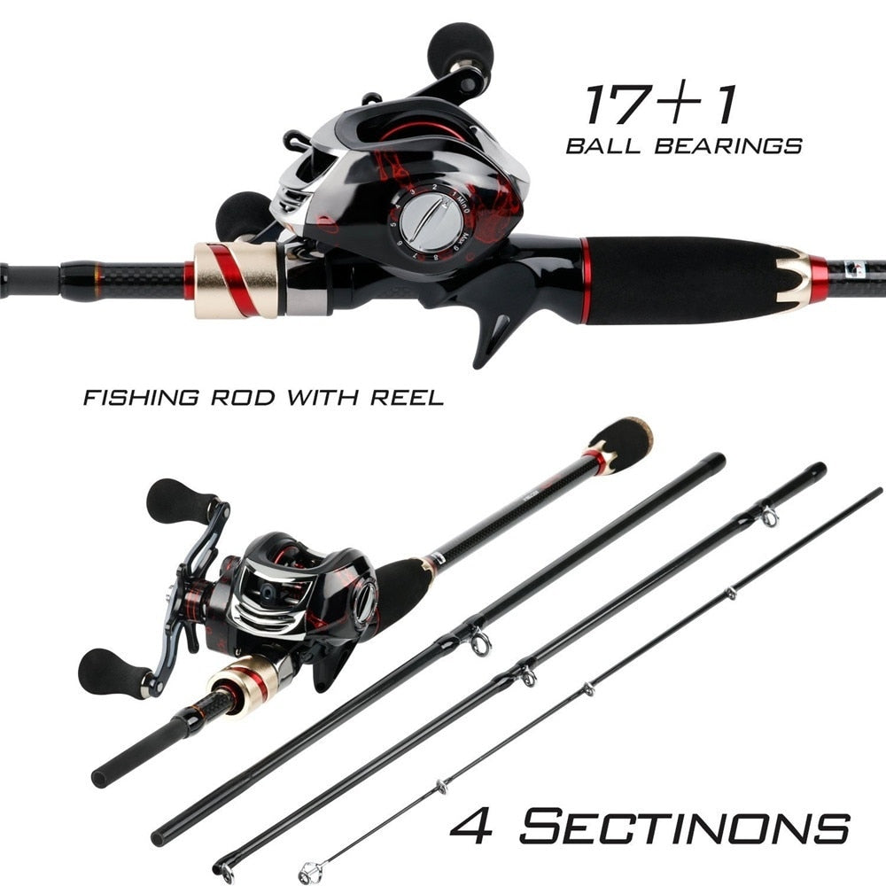 Casting Rod with 17+1BB Baitcasting Reel 7.2:1 High Speed Fishing