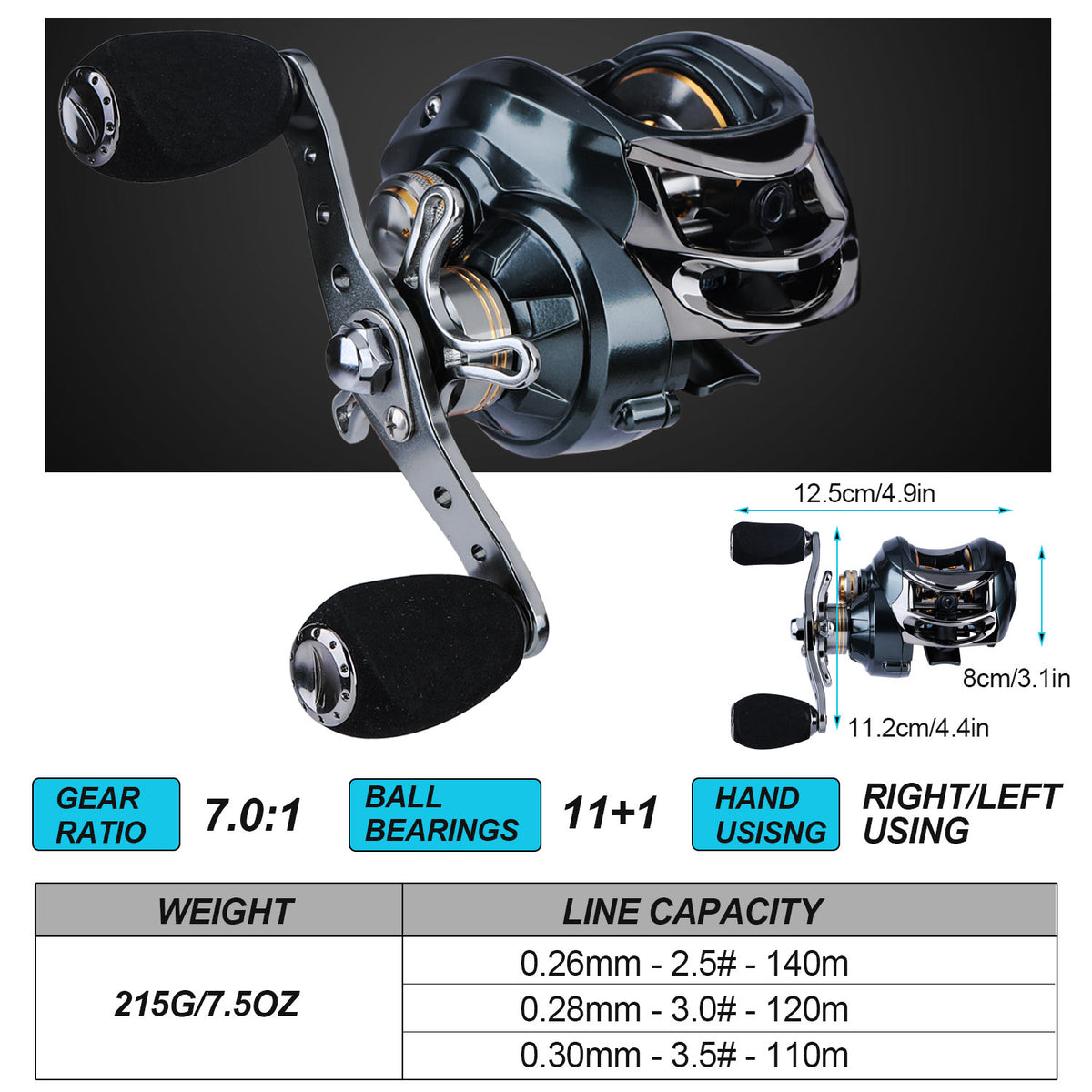 Sougayilang Fishing Baitcasting Combos, Lightweight Carbon Fiber Fishing  Pole and 9+1BB Corrosion Resistant Bearings Fishing Reel-Left Hand for  Travel