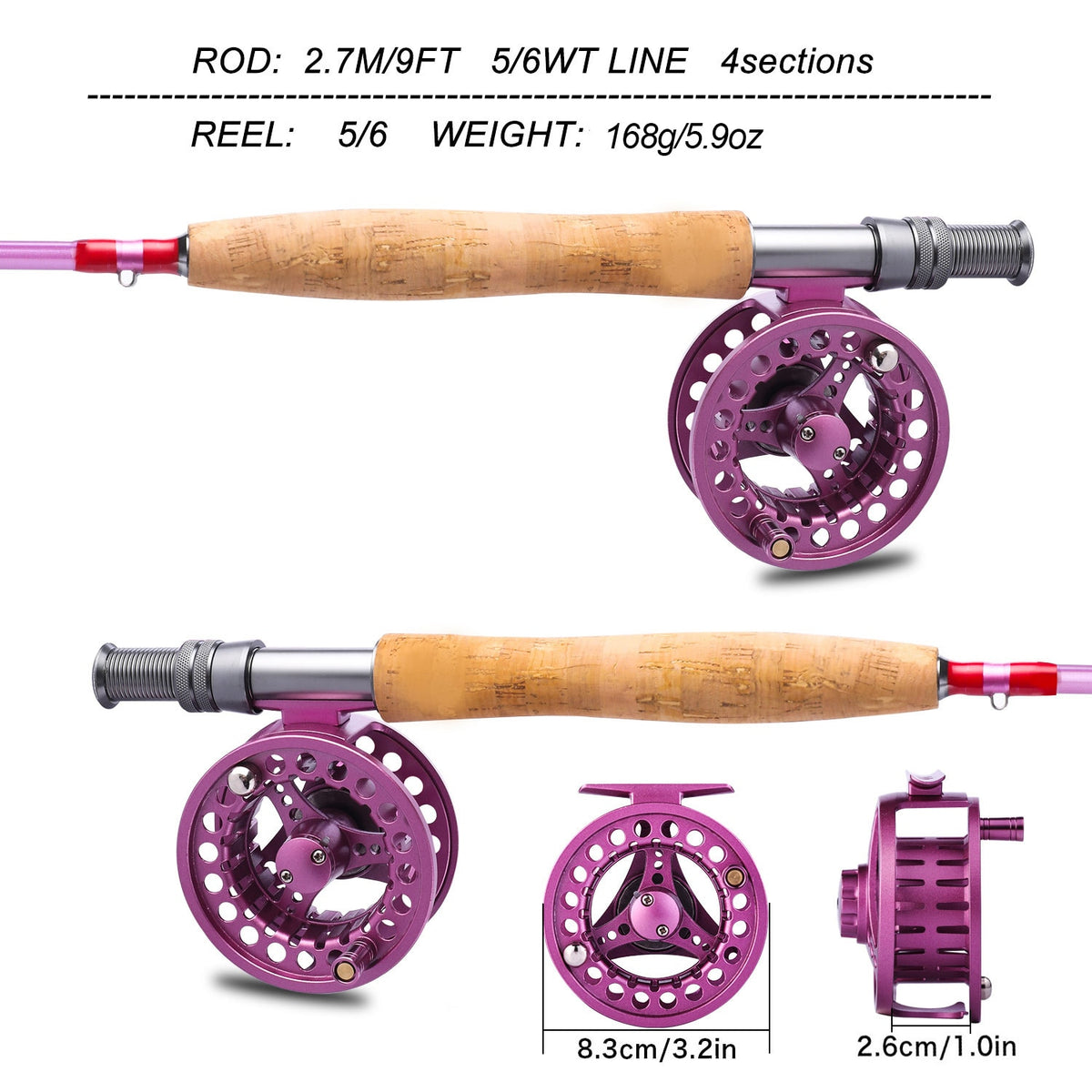Sougayilang Fly Fishing Rods Set 2.7M/9FT #5/6wt Fly Rod and Reel Combos  and Gift Set Fishing Tackle