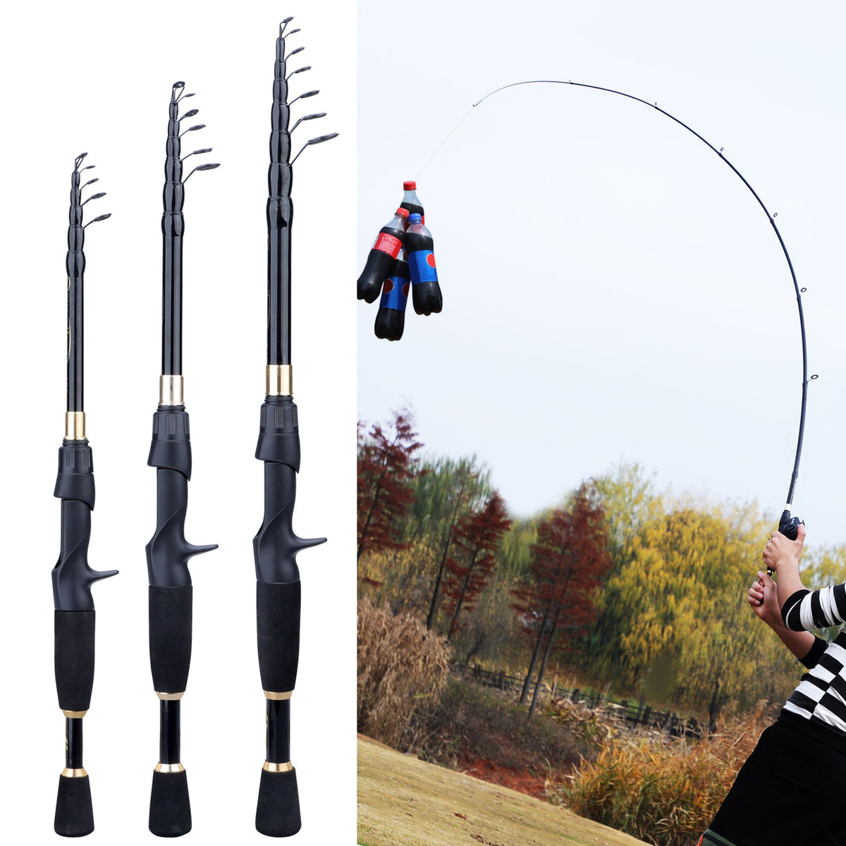 1m-2.1m Telescopic Mini Fishing Rod Ultralight Fishing Rod Carbon Fiber  Super Hard Carbon Steel Sea Fishing Rods Fish Equipment
