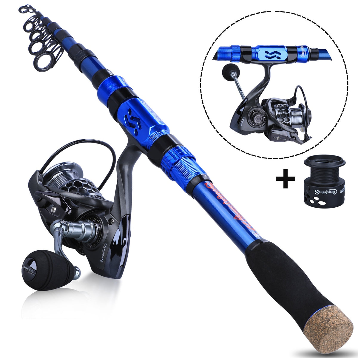 Sougayilang Fishing Rod and Reel Combos Telescopic Portable Fishing Pole  Spinning Reel Full Fishing Pole Set
