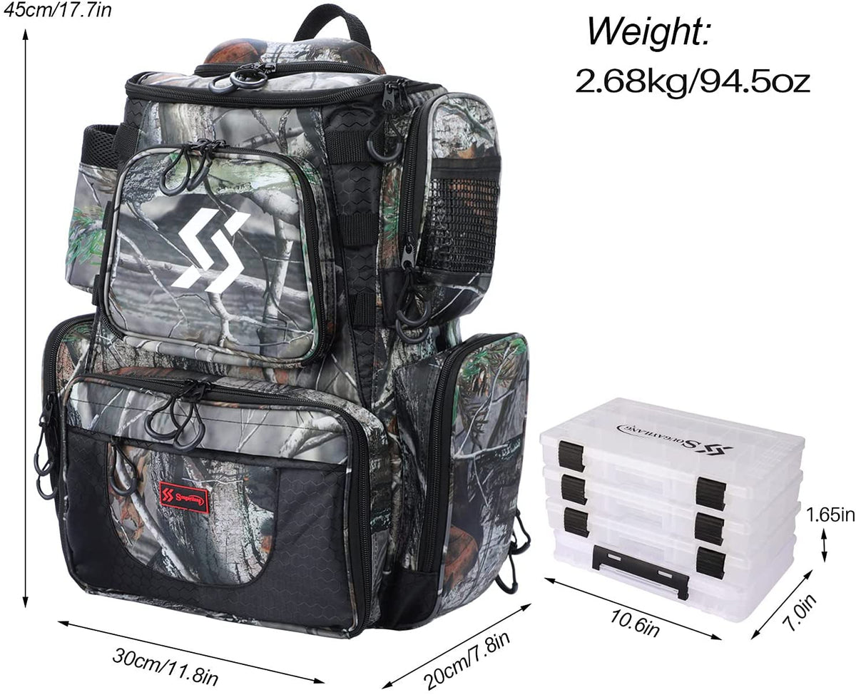 Sougayilang Fishing Tackle Bags Water-Resistant Fishing Gear Bags Portable Fishing Bag, Size: Style A ( 15x11x10.25), Black