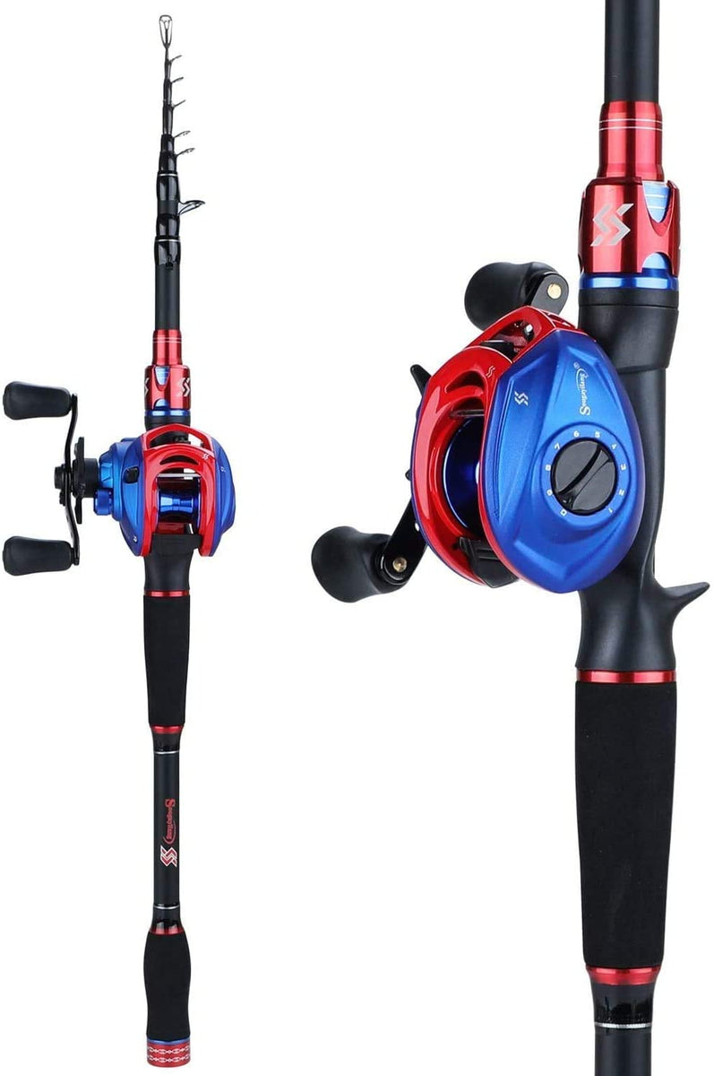 Sougayilang Baitcaster Combo Fishing Rod and Reel Combo, Ultra Light  Baitcasting Fishing Reel for Travel Saltwater Freshwater and Beginner  5.9FT/6.9FT