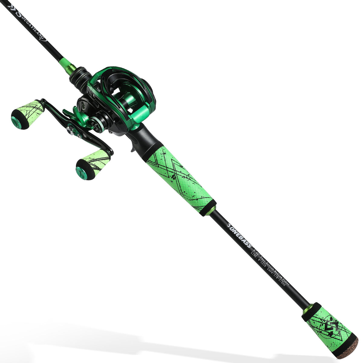 One Bass Fishing Pole 24 Ton Carbon Fiber Casting and Spinning Rods - Two Pieces, SuperPolymer Handle Fishing Rod for Bass Fishing