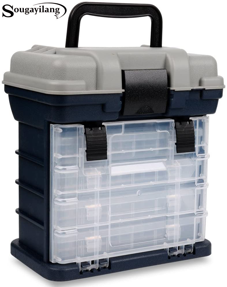 Sougayilang Fishing Tackle Backpack Waterproof Tackle Bag Storage 4 Tackle  Boxes