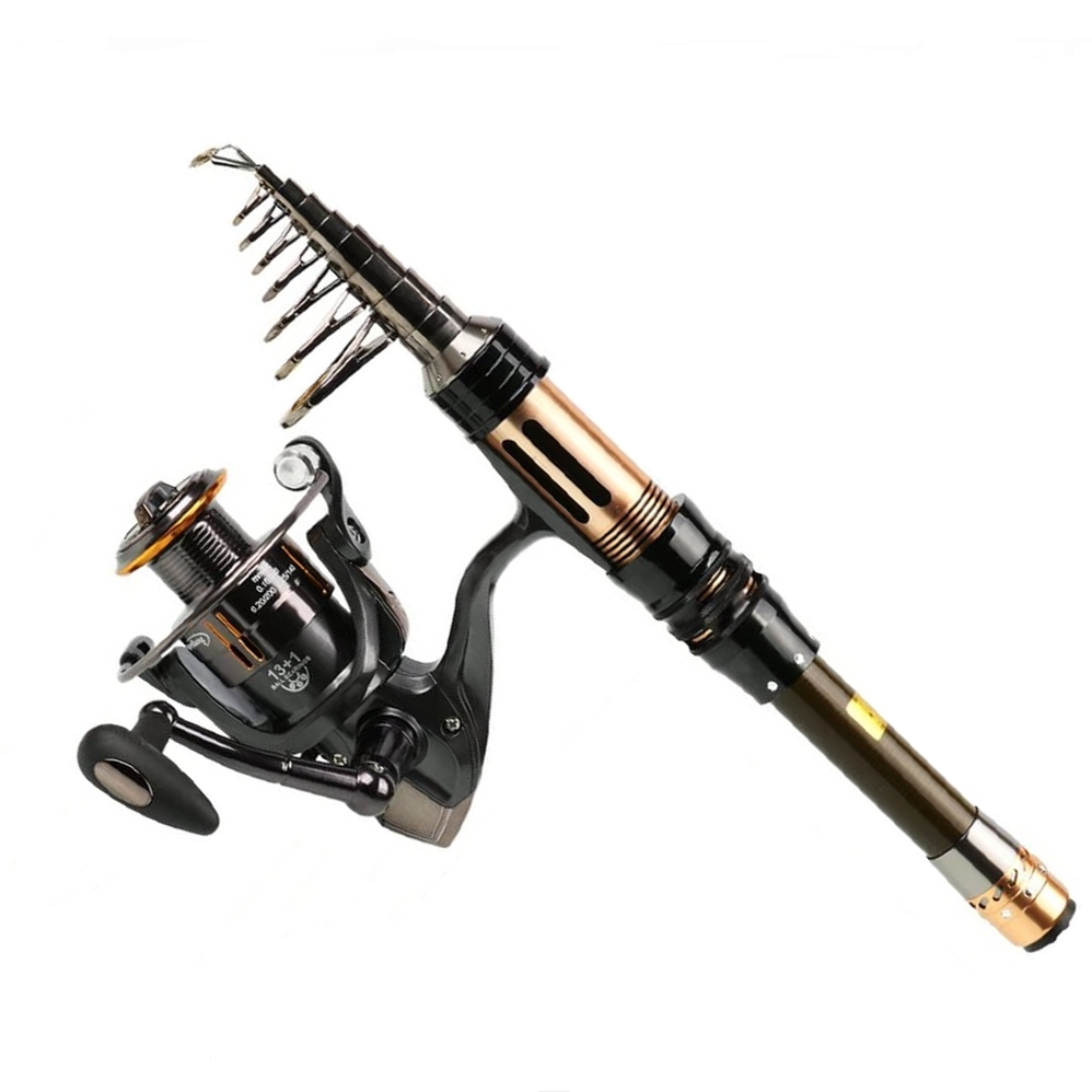 Fishing Pole Combo Set, Portable 2PCS 6.89ft/2.1m Fishing Rods, 2PCS  Spinning Reels Set, Compact Rod Reel Combos, Carbon Fiber Telescopic  Fishing