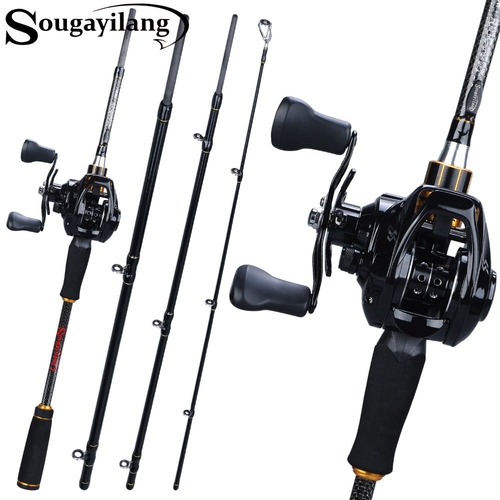 Sougayilang Fishing Set Max Drag 10kg Telescopic 1.8-2.4m Fishing Rod 7.2:1  Gear Ratio Fishing Reel Complete Set Joran Pancing
