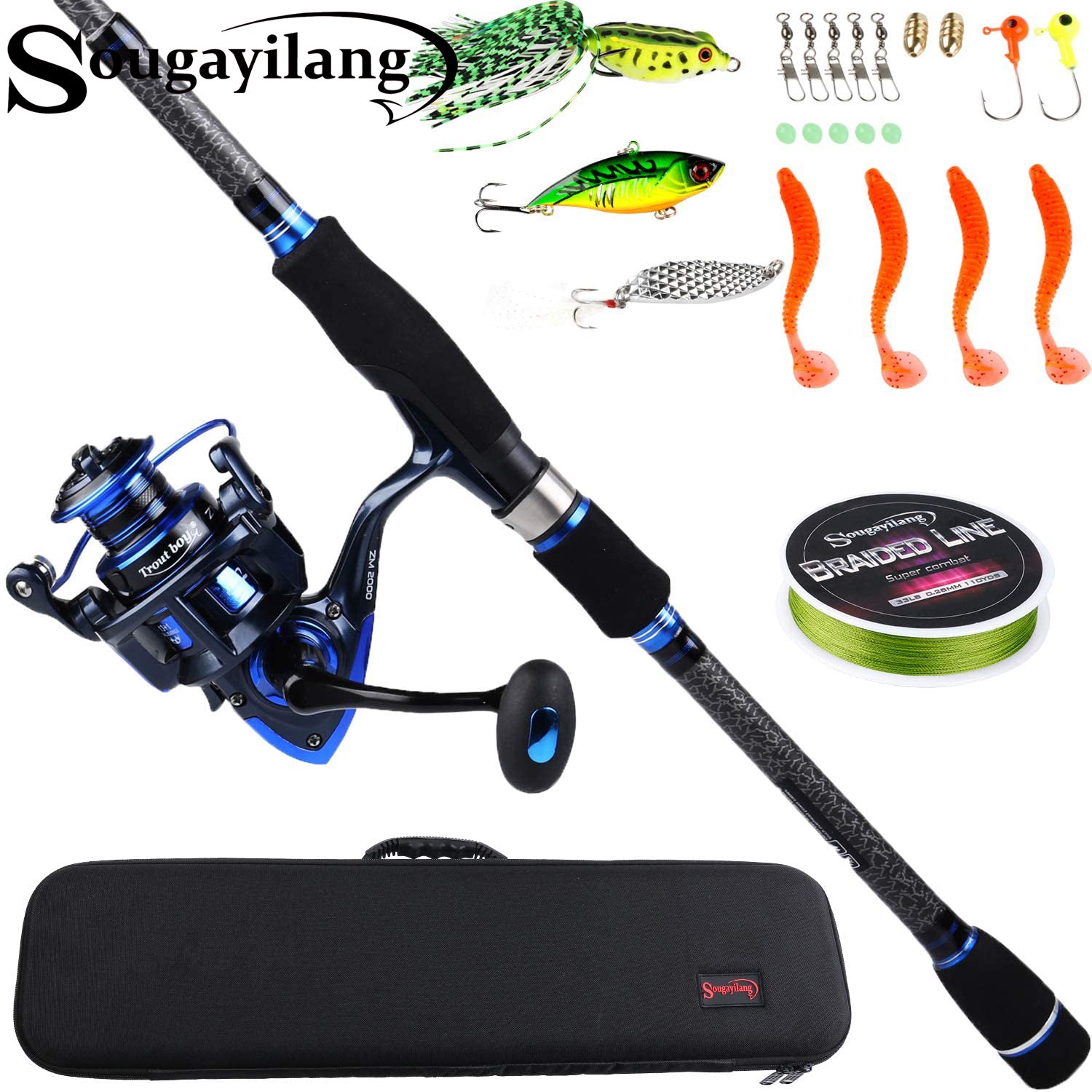 Sougayilang Telescopic Fishing Rod and Reel Combos with Lightweight 24-Ton  Graphite Pole and Spinning reels