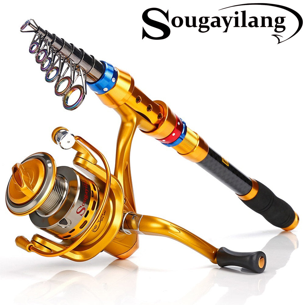 Sougayilang Telescopic Fishing Rod and 13+1 Ball Bearings Spinning Fi