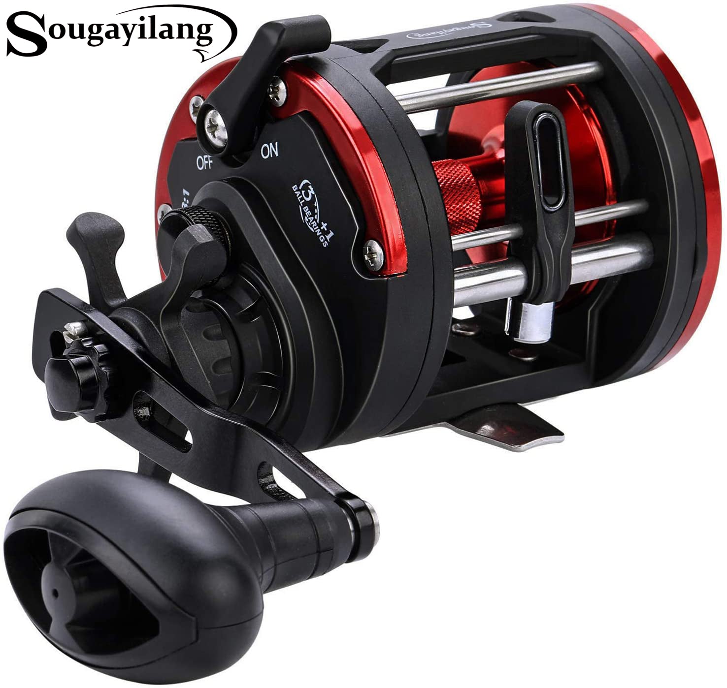 Sougayilang 6+1BB Line Counter Fishing Reel Conventional Level Wind  Trolling Reel