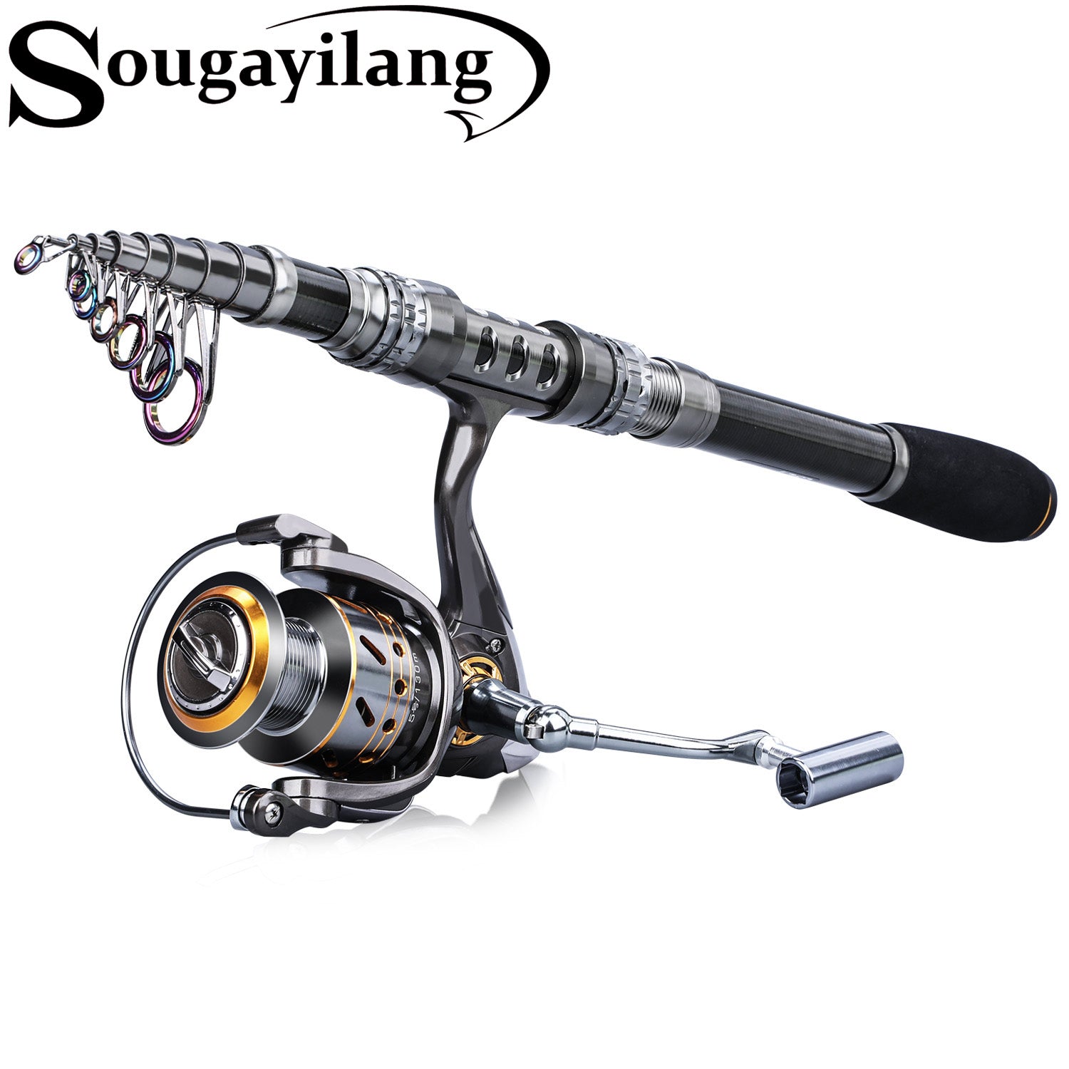 Portable Fishing Rods Spinning Reel and Fishing Rod Combo, Durable Carbon  Fiber Telescopic Fishing Pole,Ceramic Guide Ring, Metal Wheel Seat 2.4
