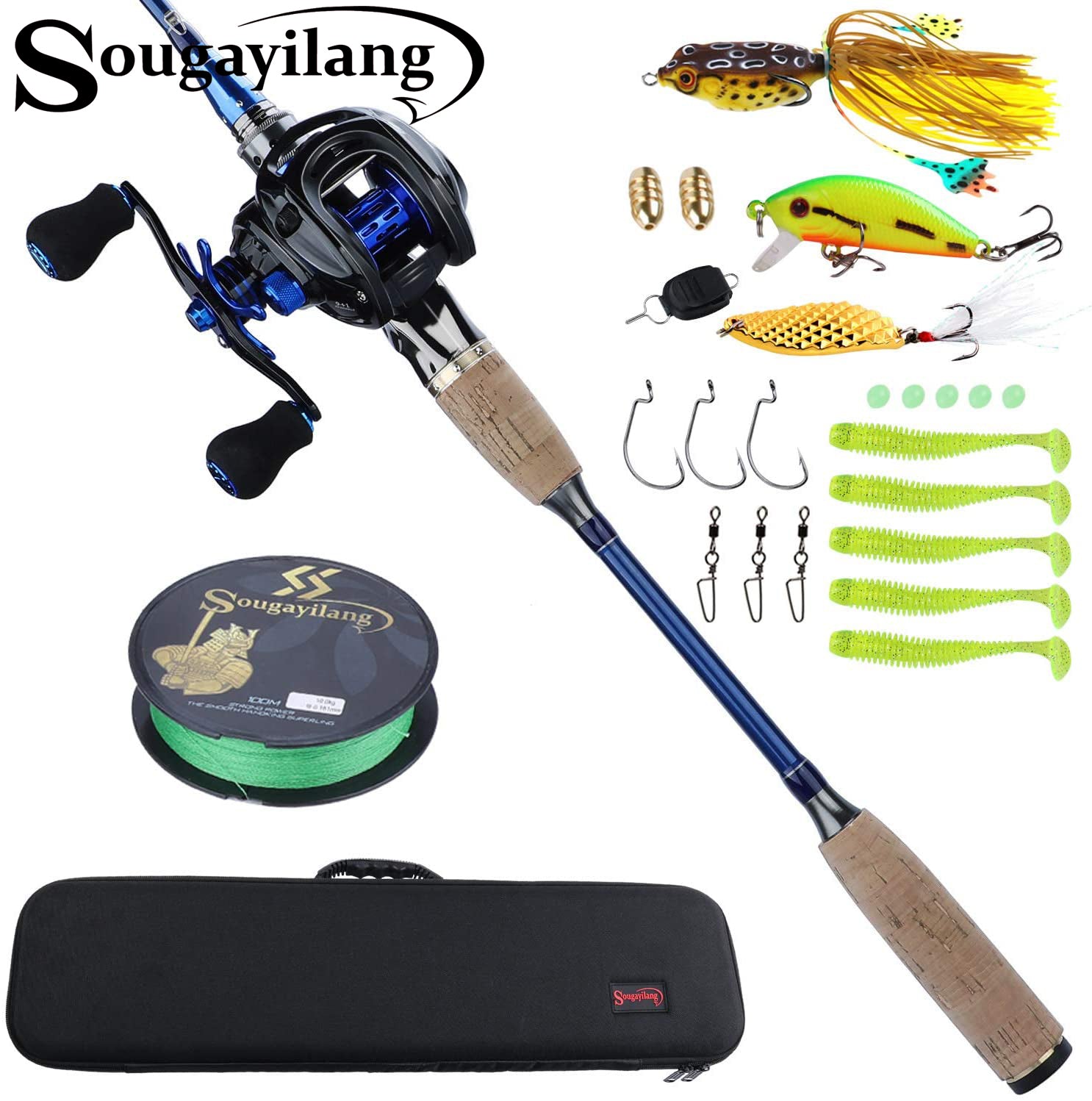Sougayilang Baitcaster Combo Fishing Rod and Reel Full Set, Ultra Light  Baitcasting Fishing Reel for Travel Saltwater Freshwater and