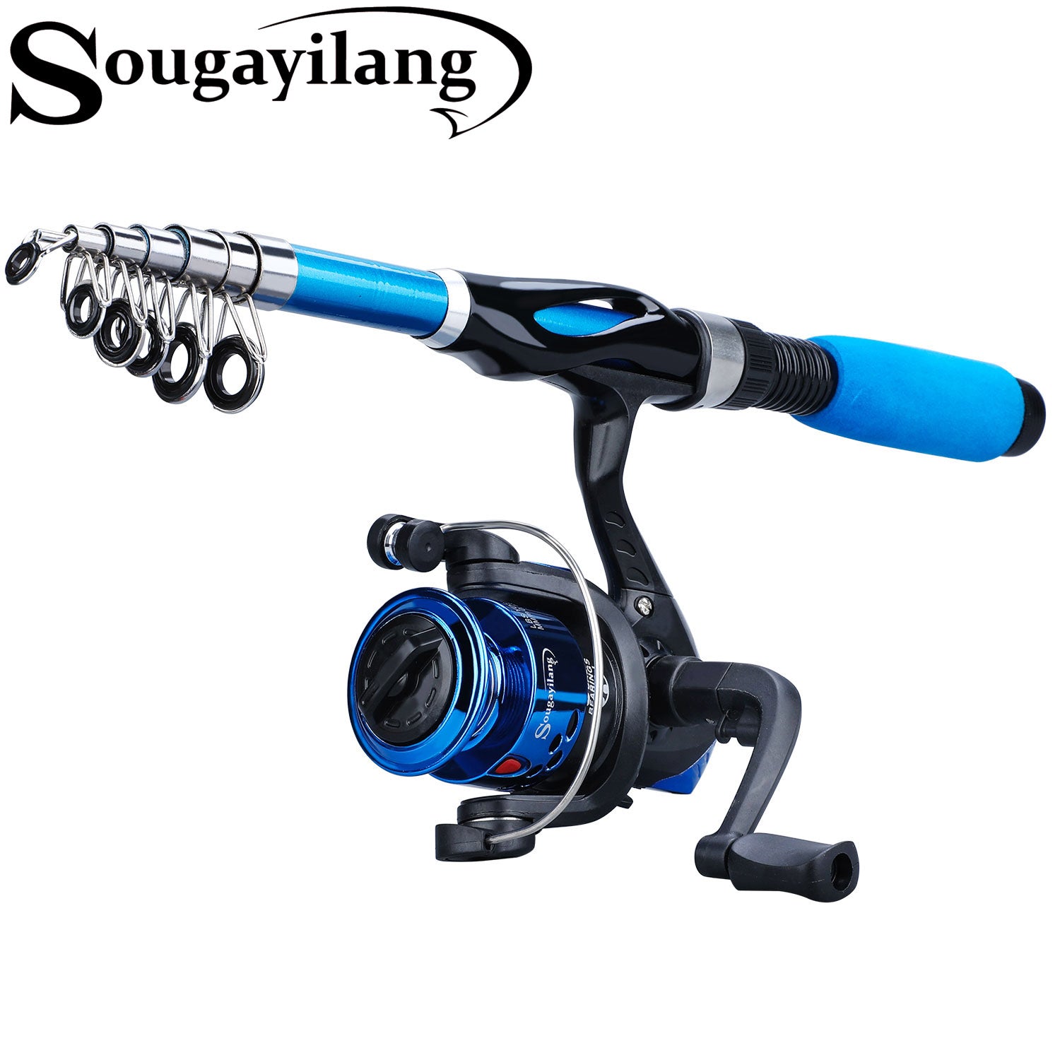 Sougayilang 1.2/2.1M Portable Fishing Rod Reel Set 2 Section Lure Rod with  6BB 5.2:1 High Speed Fishing Reel Gear and Fishing Reel Combo Set for Carp  Fishing Rod joran pancing