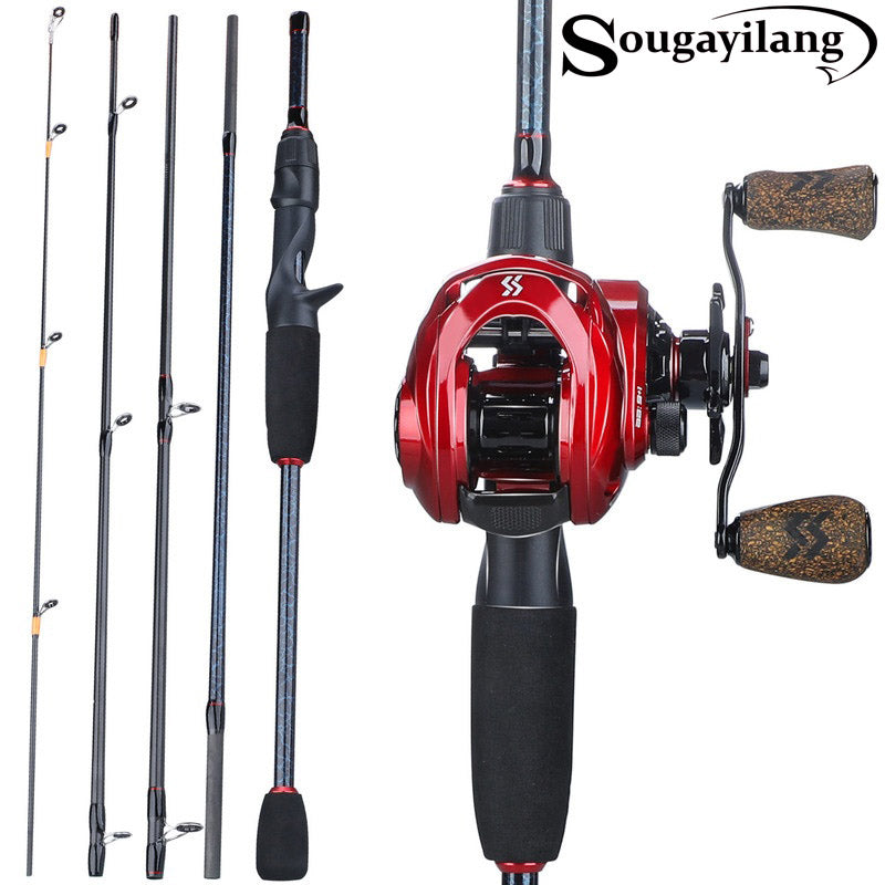 Sougayilang Fishing Rod and Reel combo 1.8-2.1m 4 Sections Casting