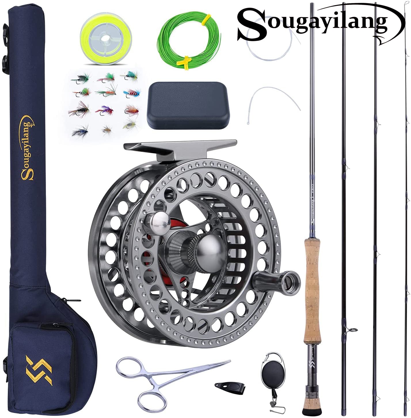 Sougayilang Fly Fishing Rod 4-Piece 9-Feet Lightweight Ultra Portable Fly  Fishing Pole for Trout Salmon Sunfish Outfit Travel Fishing