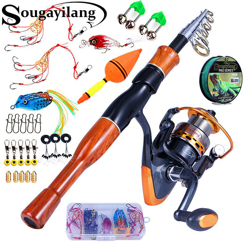 Sougayilang Fishing Rod and Reel Combo Set Spinning Fishing Reel and