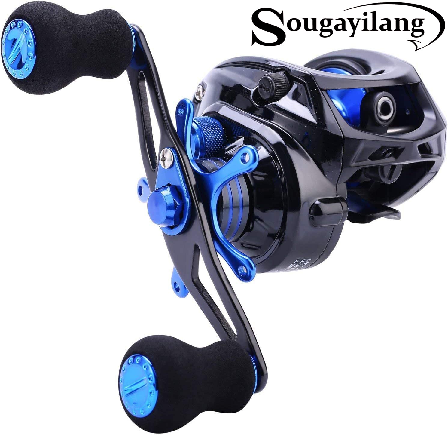 Sougayilang Fishing Reels Round Baitcasting Reel - Conventional Reel - Reinforced Metal Body and Supreme Star Drag Right Hand-Red-Black Warrior6000
