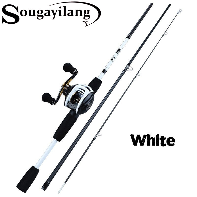 Sougayilang Fishing Rod and Reel Combo, Telescopic Casting Rod Baitcasting  Reel with Carrier Bag Baitcaster Combo for Freshwater Saltwater-Red-2.1m