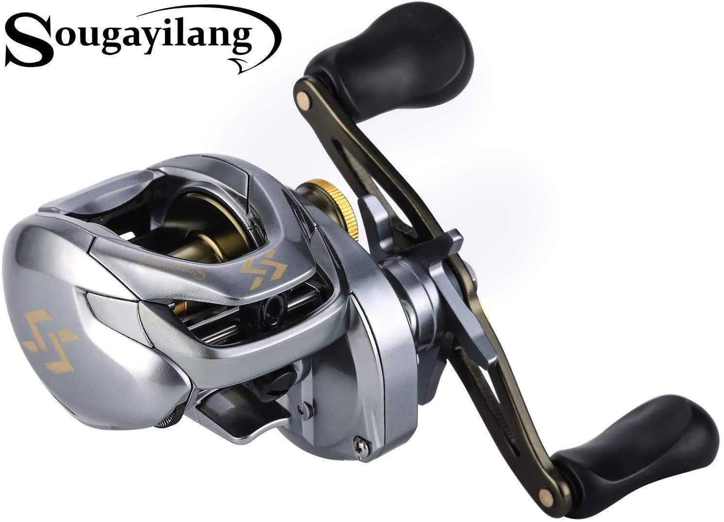 Sougayilang Line Counter Fishing Reel Conventional Level Wind Trolling Reel  for Sea Bass Grouper 4.1:1/6+1BB Max Drag 25Kg Pesca