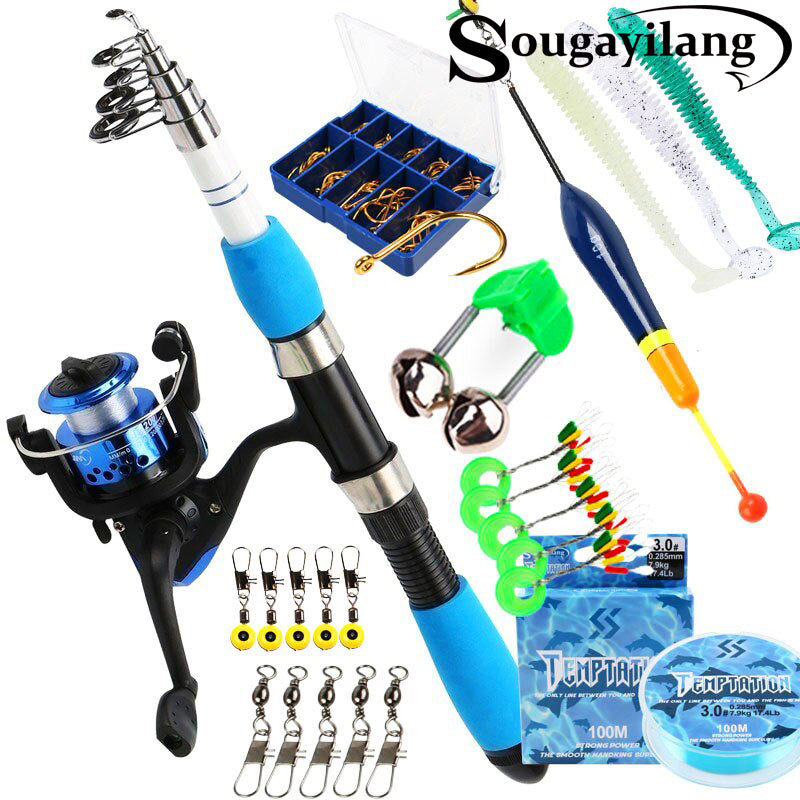 Fishing Combos Full Fishing Kits Telescopic Fishing Rod Reel Set – Hengjia  fishing gear