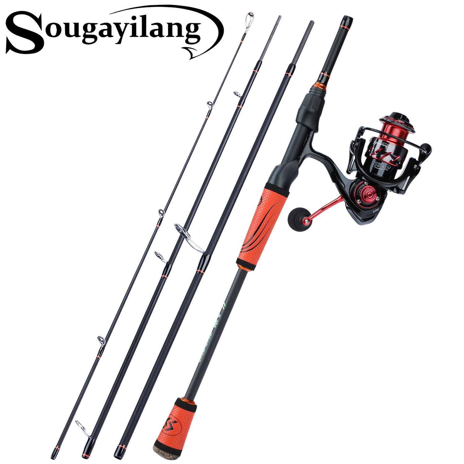 Sougayilang Fishing Rod Set with 1.8-2.4m Portable Carbon Spinning